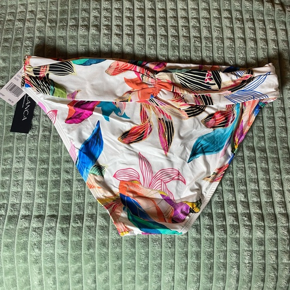 LA BLANCA Paradise Scoop Banded Tropical 🌴 Bikini 👙 Bottoms - NWT - Size 14 - Picture 3 of 7